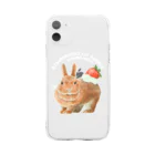 Ralriruのうさぎのクリームいちご乗せ Soft Clear Smartphone Case