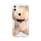 💜Salon de Lucia💜のPeek-a-boo Teddy sepia Soft Clear Smartphone Case