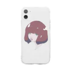 雨宿りの舌を出した女の子 Soft Clear Smartphone Case