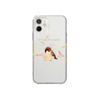 PERIDOTのお散歩スズメ３（羽） Soft Clear Smartphone Case