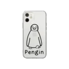 MrKShirtsのPengin (ペンギン) 黒デザイン Soft Clear Smartphone Case