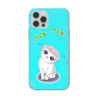 LalaHangeulの小首をかしげるスコティッシュフォールド　ハングルデザイン　カラフル Soft Clear Smartphone Case