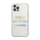 でおきしりぼ子の実験室のCOVID-19ワクチン済み(もじだけ) ソフトクリアスマホケース
