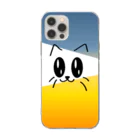 Smilesのグラデーション紺猫オレンジ Soft Clear Smartphone Case