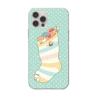 ことりグッズ屋の靴下インコ Soft Clear Smartphone Case