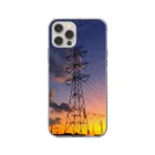 ちょりすけのナントカの夕焼け空と鉄塔 Soft Clear Smartphone Case