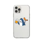 サメ わりとおもいのビールとエビフライとサメ　色付き文字無しVer. Soft Clear Smartphone Case