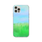 aoringの温かな夕陽の草原 Soft Clear Smartphone Case