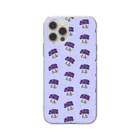 CHOPPIRIのかぶる猫[紫陽花(紫)ver.](白猫) Soft Clear Smartphone Case