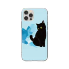 WAMI ARTの青いハートと黒猫2 Soft Clear Smartphone Case