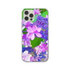 LalaHangeulの庭の紫陽花　手書きイラスト風写真 Soft Clear Smartphone Case