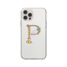 hiromimadeのアルファベットクレイジー P Soft Clear Smartphone Case