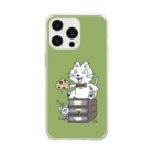 イラスト MONYAAT のねことネズミと例のチーズ Aミドリ Soft Clear Smartphone Case