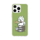 イラスト MONYAAT のねことネズミと例のチーズ Aミドリ Soft Clear Smartphone Case