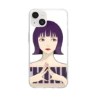 たなつ#指描きのThinking... Soft Clear Smartphone Case