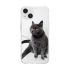 ねこのきまぐれのくつろぎブルー Soft Clear Smartphone Case