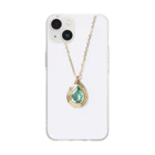 HemavatiJewelryのEmerald Necklace Soft Clear Smartphone Case