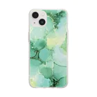 葉月あさこ(風椋)＠癒しの書【公式】のインクアート 緑の花 Soft Clear Smartphone Case