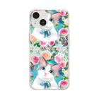 NORIMA'S SHOP のかわいいラグドールの子猫とピエールドロンサールのバラのフラワーリースイラスト Soft Clear Smartphone Case