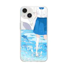 たなつ#指描きの夏の青 Soft Clear Smartphone Case