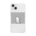 soyo11のゆるかわ恐竜 グレー Soft Clear Smartphone Case