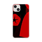 pianocurve Designの朝顔とひまわり Black & Red Soft Clear Smartphone Case