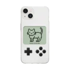 ハナイとトンのドット絵の猫（液晶ボタン付・立ち姿） Soft Clear Smartphone Case