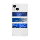 BLUE HOURの月と雲とネモフィラ Soft Clear Smartphone Case