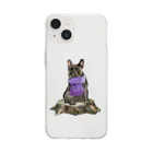 犬グッズの店しえるぶるーのマフラー犬　フレンチブルドッグ　ブリンドル Soft Clear Smartphone Case