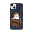 犬グッズの店しえるぶるーの箱入り犬　シェルティー　デニム Soft Clear Smartphone Case