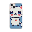 A31eの狛猫のミケ「はーとびーと」 Soft Clear Smartphone Case