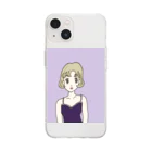 Hinanochin.shopのMs. Blonde Short Hair Soft Clear Smartphone Case