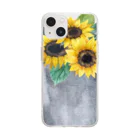 Fred HorstmanのWatering bucket and sunflowers  じょうろ と ひまわり Soft Clear Smartphone Case