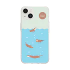 カワウソとフルーツのSwimming♪Otters（爽やかな朝） Soft Clear Smartphone Case