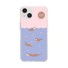 カワウソとフルーツのSwimming♪Otters（優しい夕暮れ） Soft Clear Smartphone Case