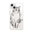 猫好きのみきのお店の猫カフェ猫さんのボールペン画1 Soft Clear Smartphone Case