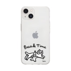 天明幸子　SUZURI  オフィシャルショップの"Break Time"黒×白 Soft Clear Smartphone Case