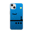 flying_tennis_playerのNight Flight(full moon) Soft Clear Smartphone Case