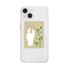 shix2のひづめとお花(ベージュ) Soft Clear Smartphone Case