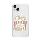 yuruRiのポップコーンペンギン Soft Clear Smartphone Case