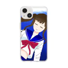 Sunshineの海中の女の子 Soft Clear Smartphone Case