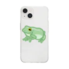 isay-t　・・・　ブンチョウ　鳥 すずめ（スズメ　雀） カエル　蛙　爬虫類　カメ　キンカチョウ　インコ　ヨークシャーテリア　カマキリ　舟　水彩　などののんびりイエアメガエル Soft Clear Smartphone Case