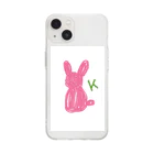 そらもようのイニシャルK ピンクうさぎ 後ろ姿🐰 Soft Clear Smartphone Case