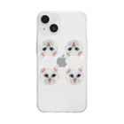 maenekoのしろねこちゃんまみれ Soft Clear Smartphone Case