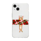 アトリエ『猫虹彩パレット』🐈🌈🎨の【ちぇっく】ぶらんとれおんくん Soft Clear Smartphone Case