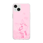 アトリエ『猫虹彩パレット』🐈🌈🎨の【だいだいいろ】薔薇とれおんくん(デフォルメver.) Soft Clear Smartphone Case