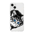 htomitaの青めのネコ Soft Clear Smartphone Case