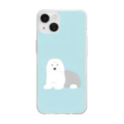 ゆいたっく／犬イラストのオールドイングリッシュシープドッグ2(LB) Soft Clear Smartphone Case
