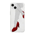 富羽彩絵の網タイツ生足　ストッキング脚足フェチ　バニー　女性　sm　Fishnet tights Soft Clear Smartphone Case