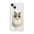 のん。-猫のいる暮らし-のおすわりのんちゃん Soft Clear Smartphone Case